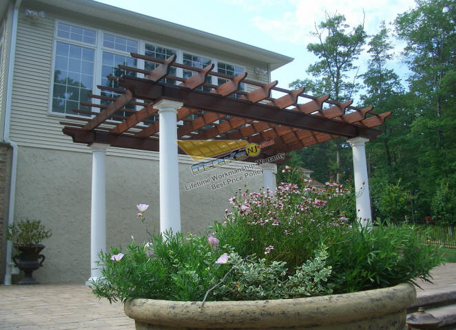 Decks NJ custom built Ipe pergola in Long Valley, New Jersey